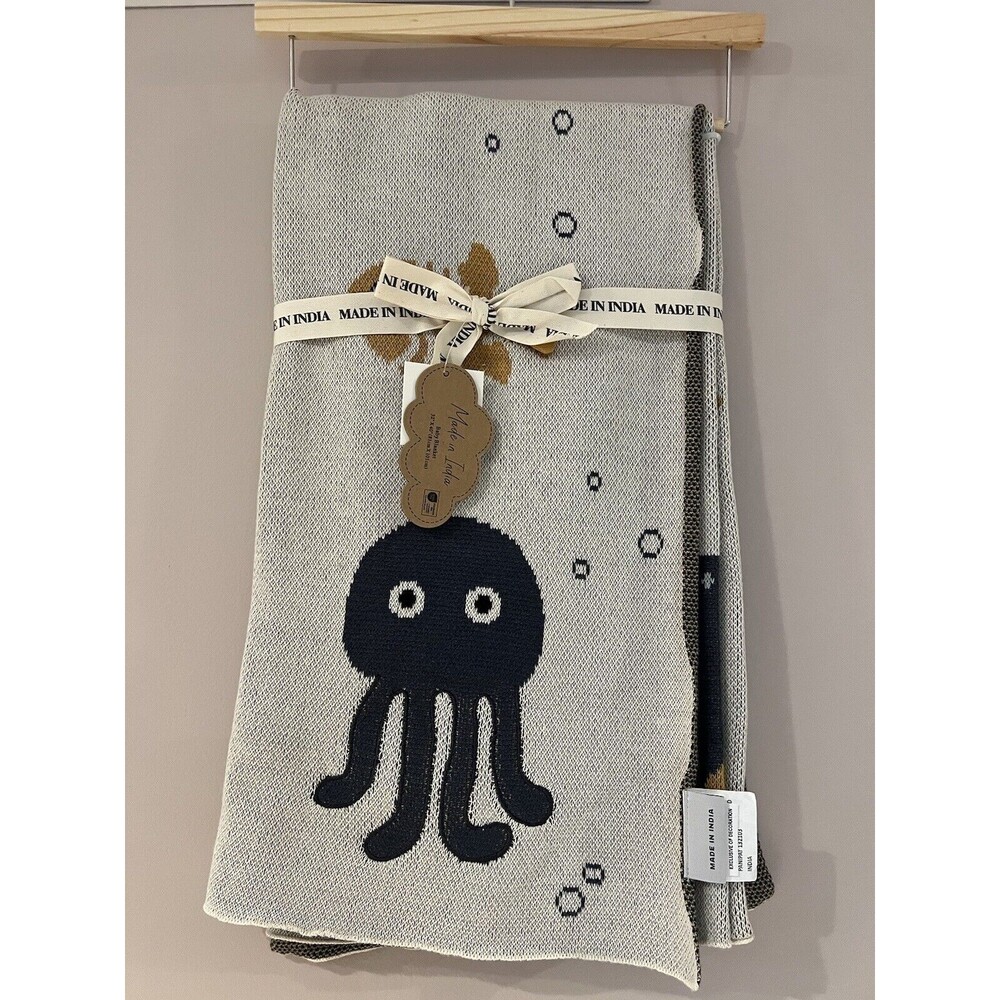 Baby Throw Blanket Made In India Sea Life Octopus Whale Fish Floppy Tail New